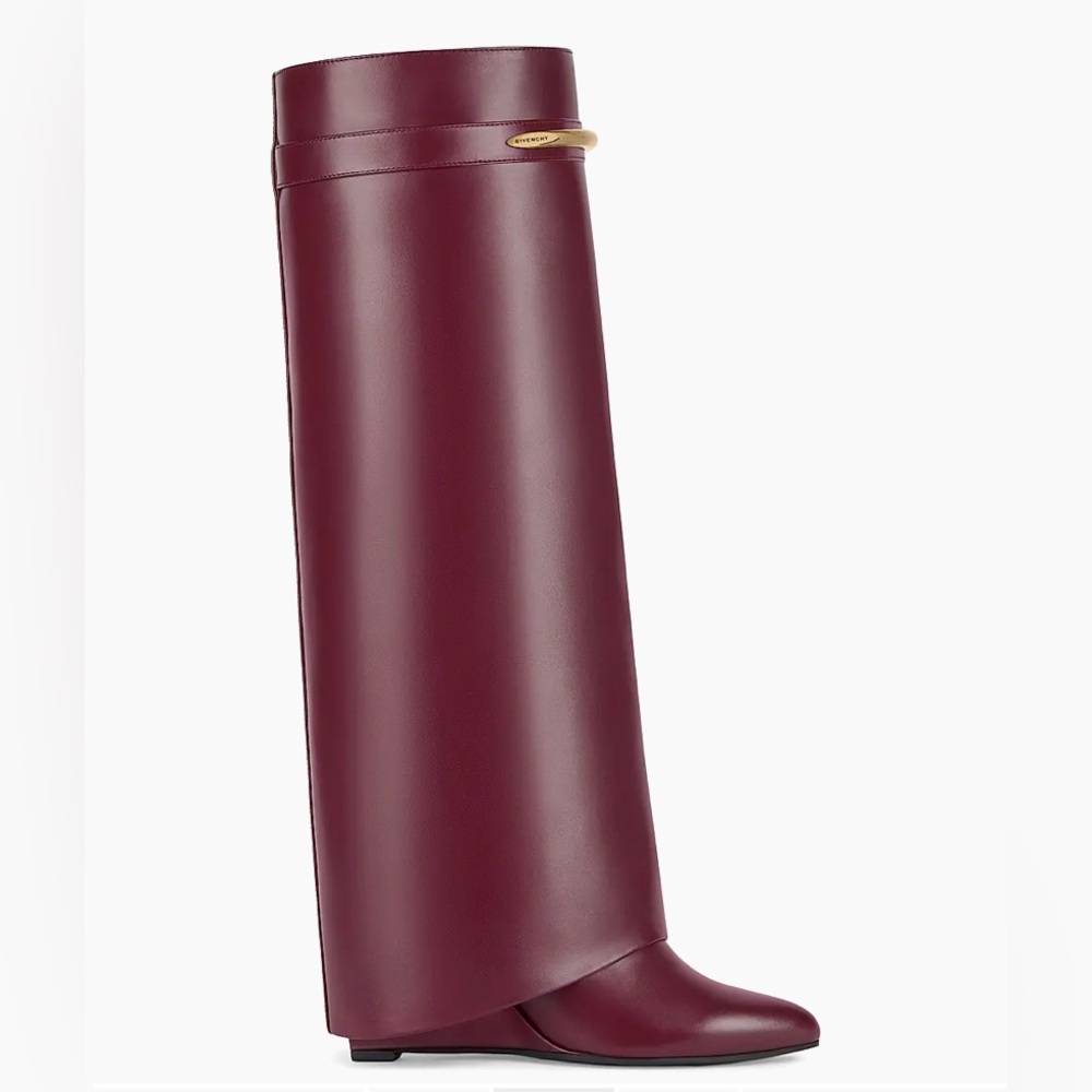 Givenchy Burgundy Heeled Boots with Gold Accent - Picture 3 of 3